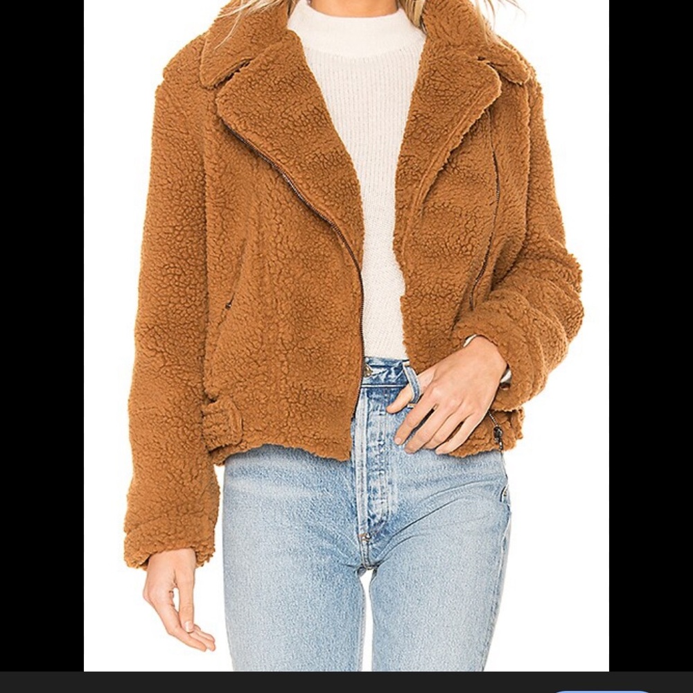 Astr Women's Brown Teddy Moto Jacket